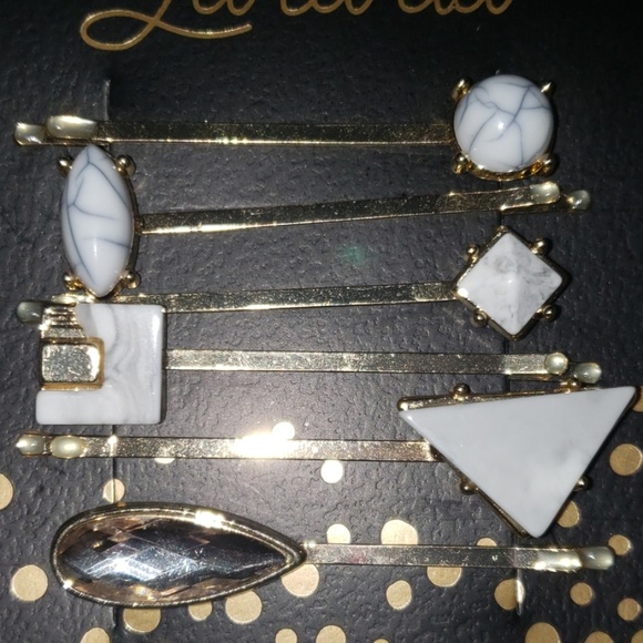 Marble Embellished Hair Slides 6pcs - Picture 3 of 3